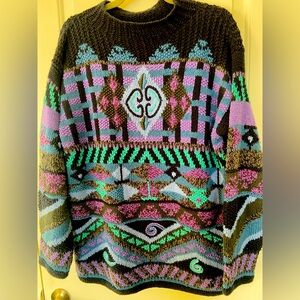 Sigrid Olsen Vintage Hand Knitted Sweater Purple 90’s chunky over-sized